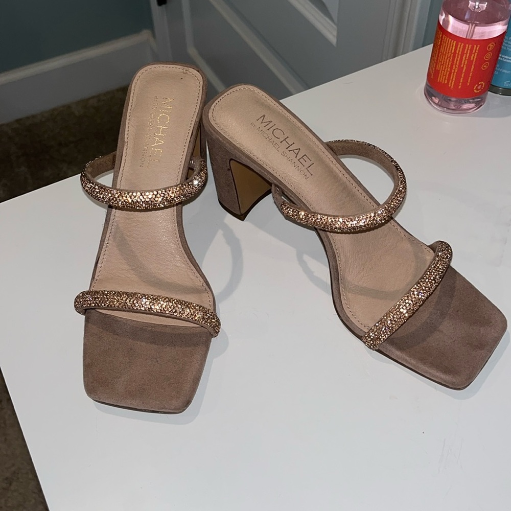 gold strap heels
